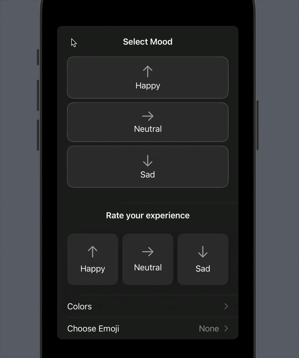 Settings view