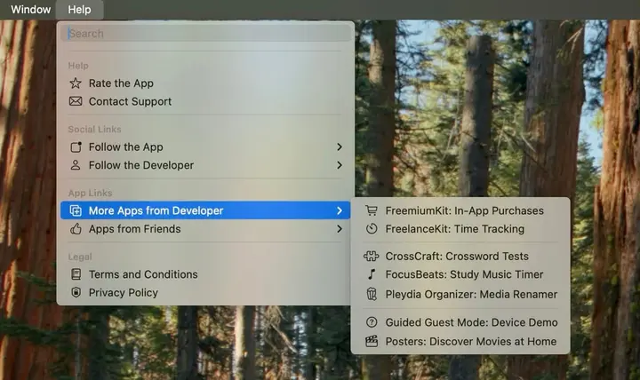 Mac help menu